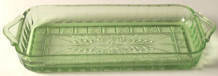 Doric Green 9" Rectangular Relish by Jeannette-1