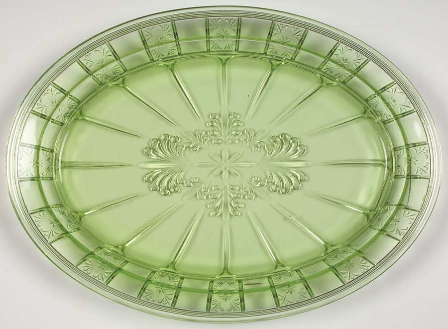 Doric Green 12" Oval Platter by Jeannette-1
