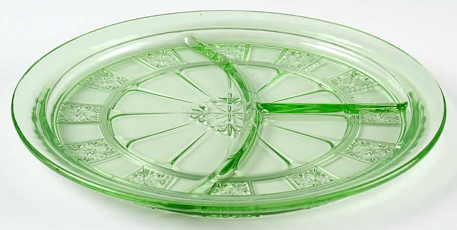 Doric Green Grill Plate by Jeannette-1