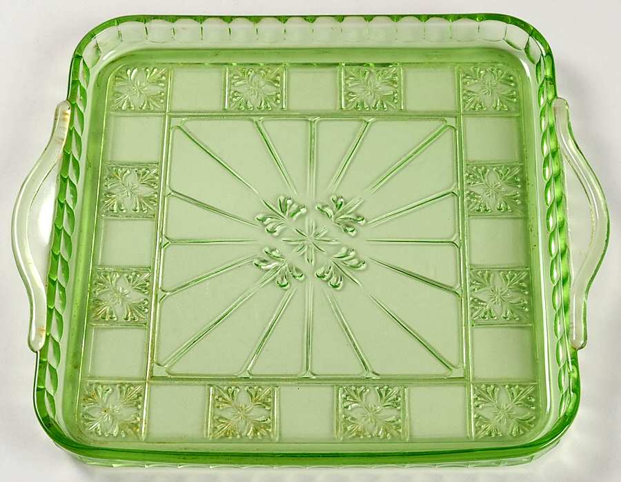 Doric Green 9" Square Relish Tray by Jeannette-1