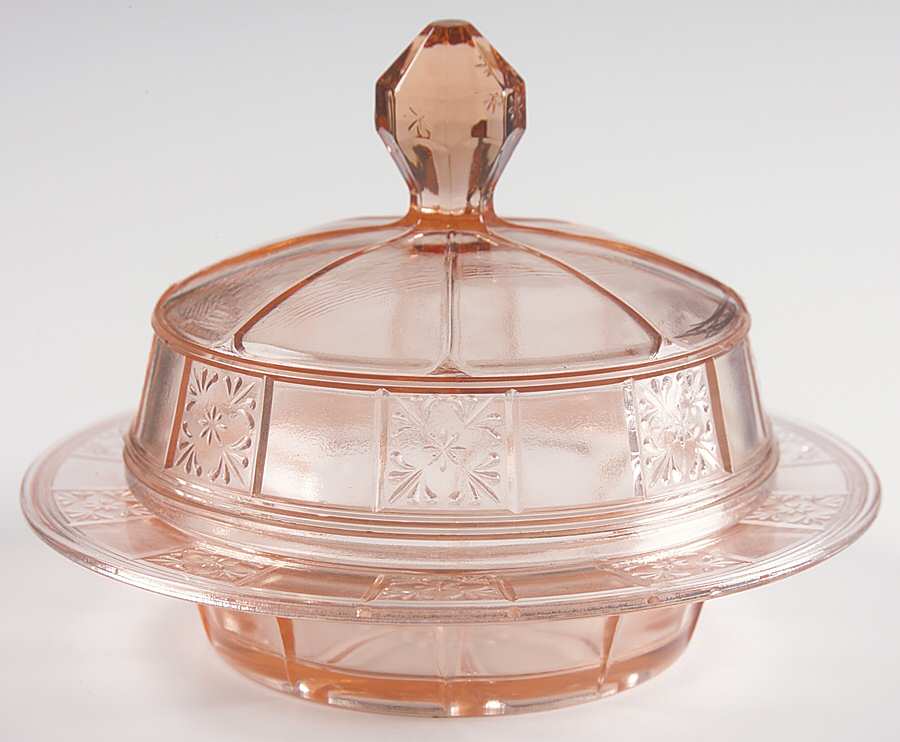 Doric Pink Round Covered Butter by Jeannette-1