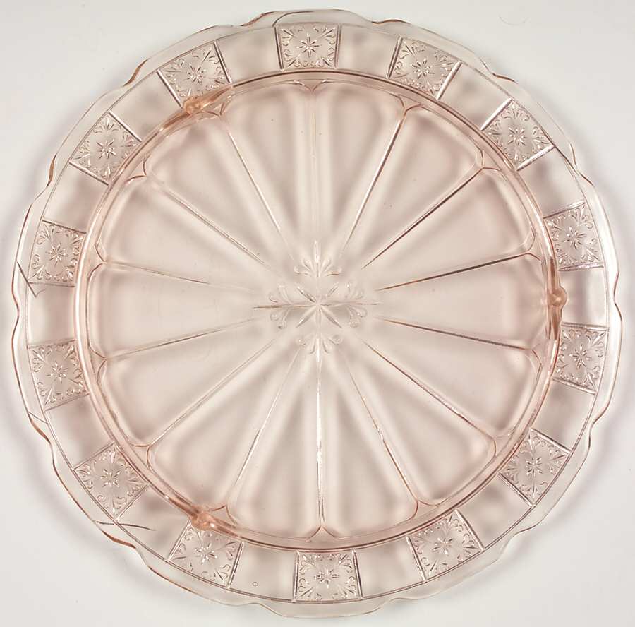 Doric Pink Footed Cake Plate by Jeannette-1