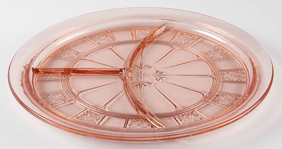 Doric Pink Grill Plate by Jeannette-1