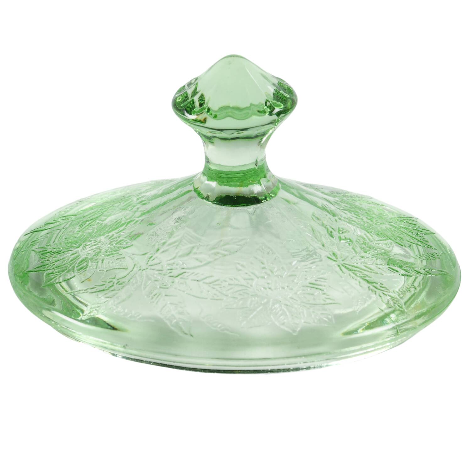 Floral Green Lid for Footed Candy Dish by Jeannette-1