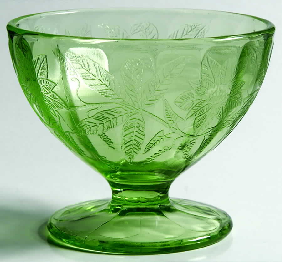 Floral Green Champagne/Tall Sherbet by Jeannette-1