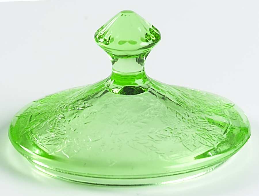 Floral Green Lid for Sugar Bowl by Jeannette-1