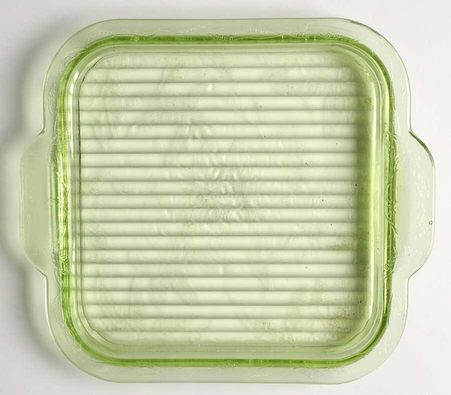 Floral Green Handled Square Tray by Jeannette-1