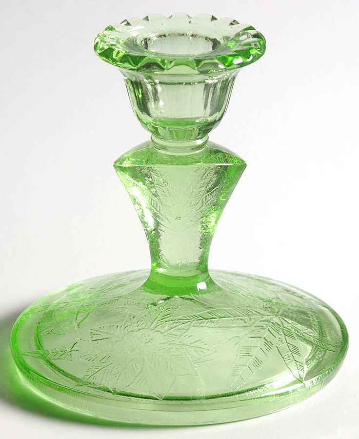 Floral Green 4" Single Light Candlestick by Jeannette-1