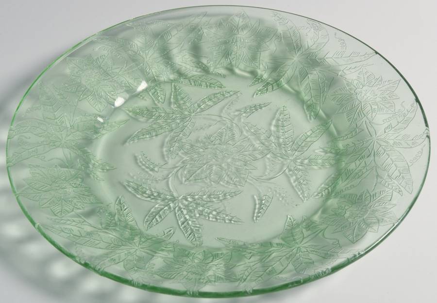 Floral Green Dinner Plate by Jeannette-1