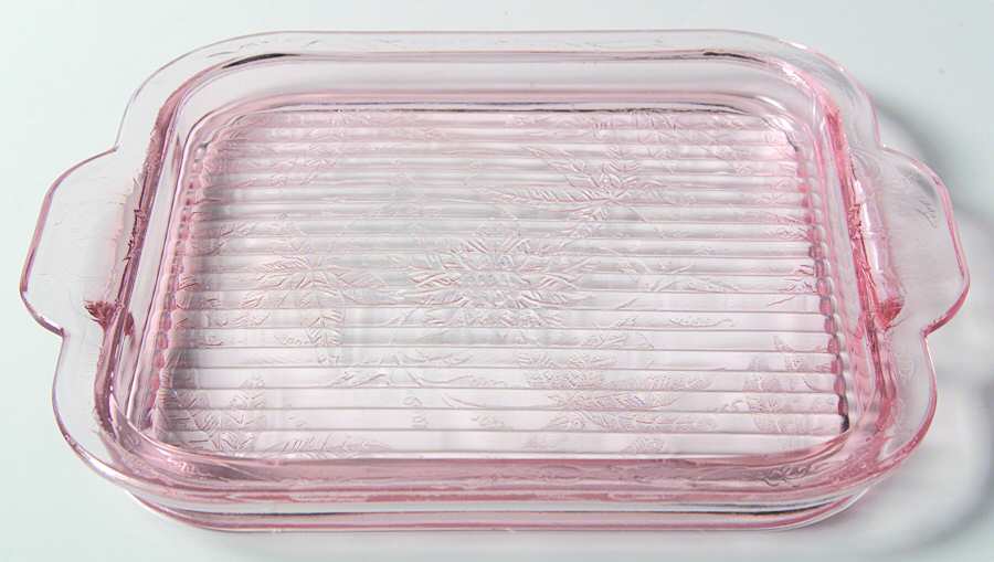 Floral Pink Square Tray by Jeannette-1