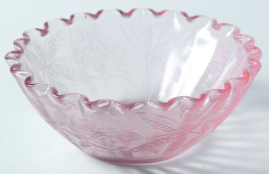Floral Pink 4" Ruffled Fruit/Dessert Bowl by Jeannette-1