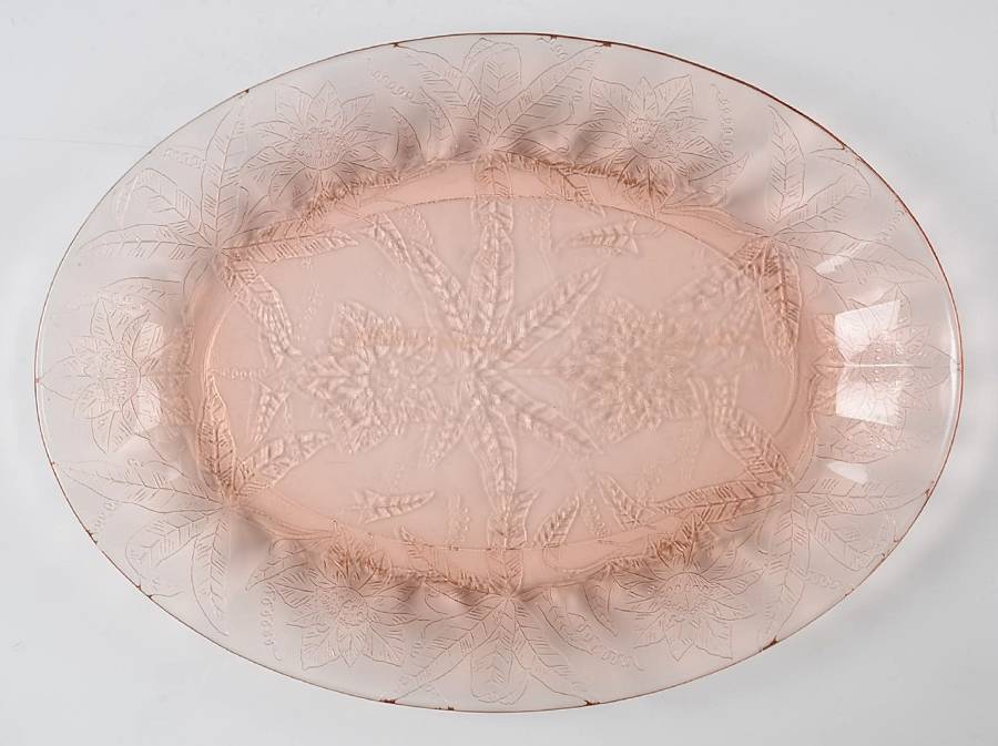 Floral Pink 10" Oval Platter by Jeannette-1