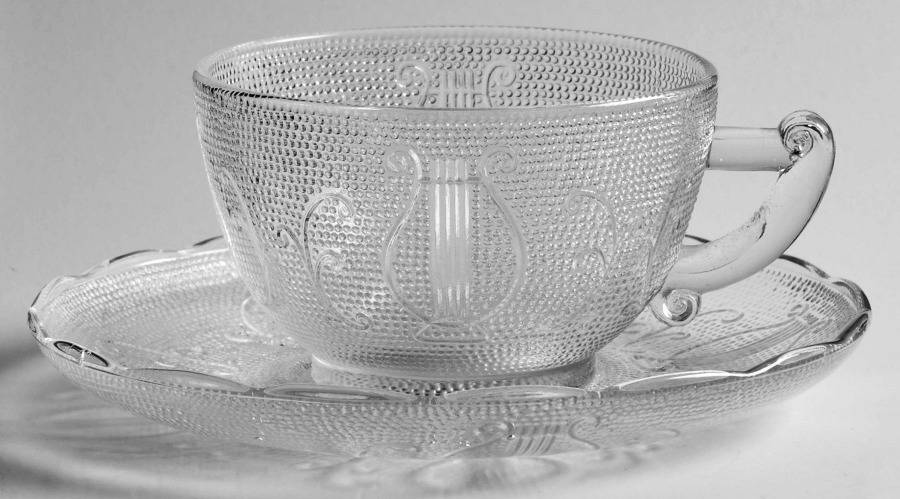 Harp Clear Cup & Saucer Set by Jeannette-1