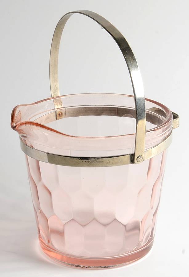 Hex Optic Pink Handled Ice Bucket (Metal Rim & Handle) by Jeannette-1