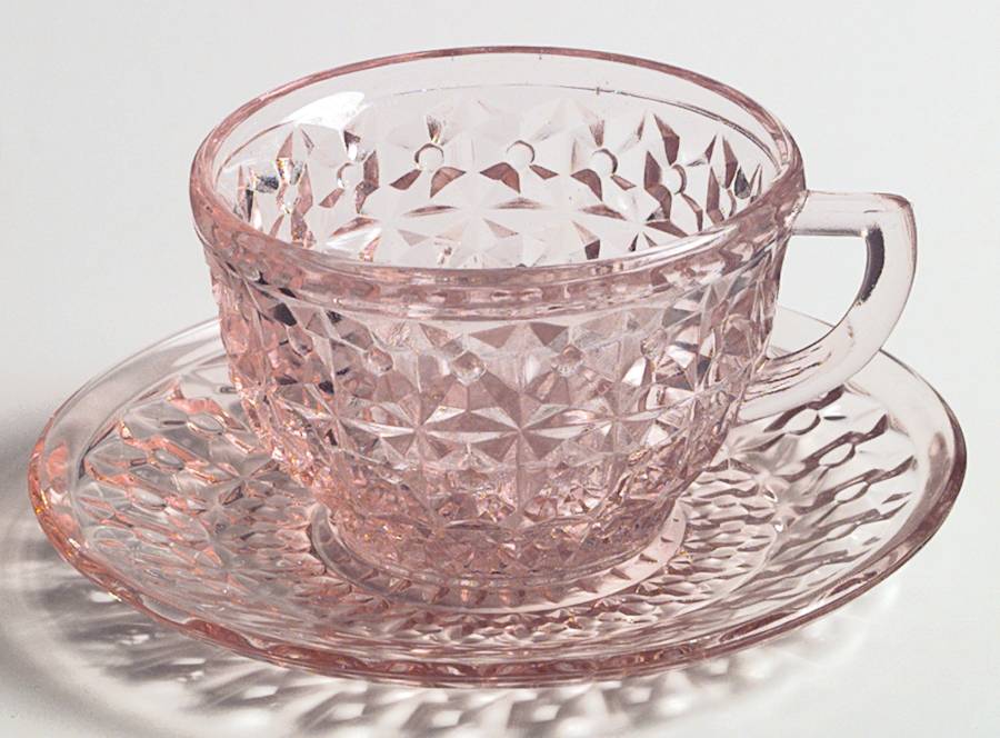 Holiday Pink Cup and Saucer Set by Jeannette-1