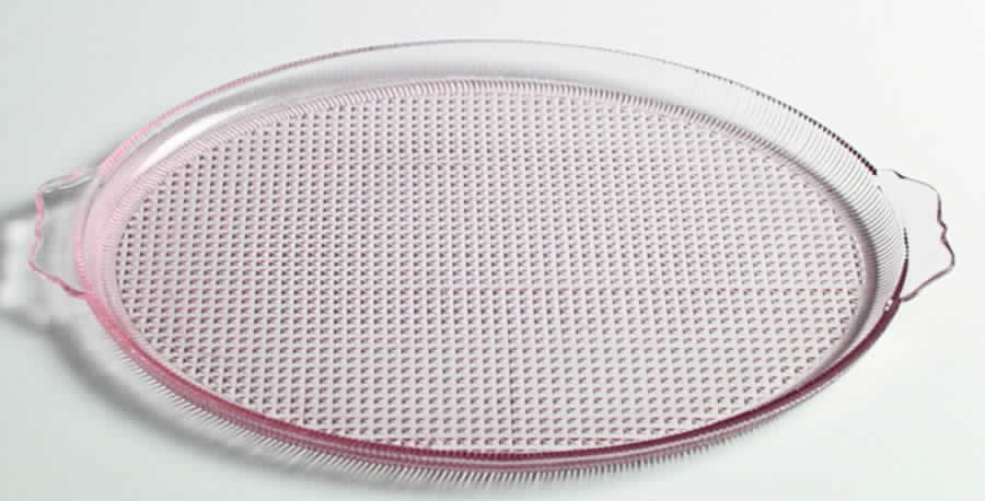 Homespun Pink 13" Oval Platter by Jeannette-1