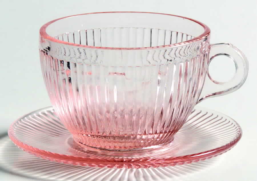 Homespun Pink Child's Cup & Saucer Set by Jeannette-1