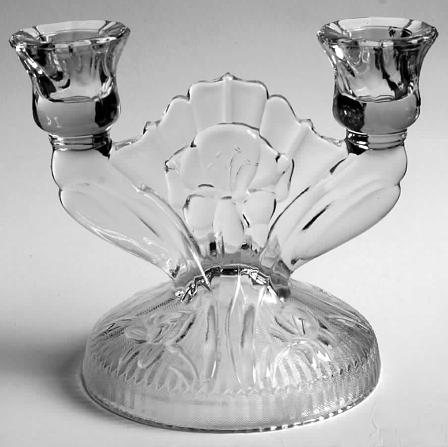 Iris Clear Double Light Candlestick by Jeannette-1