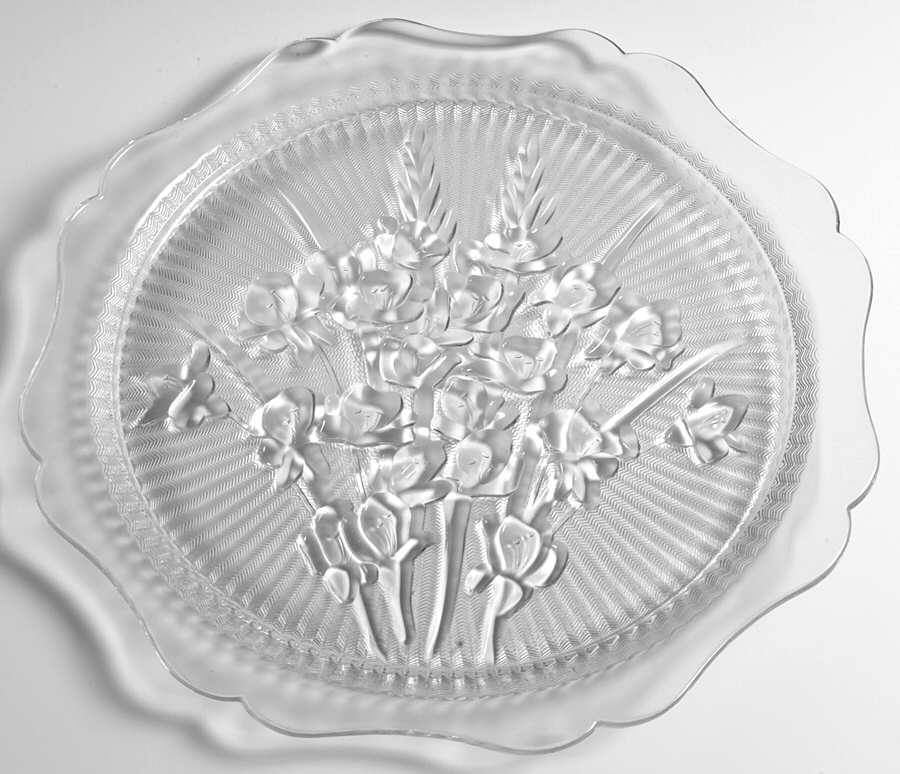 Iris Clear 12" Sandwich Plate by Jeannette-1