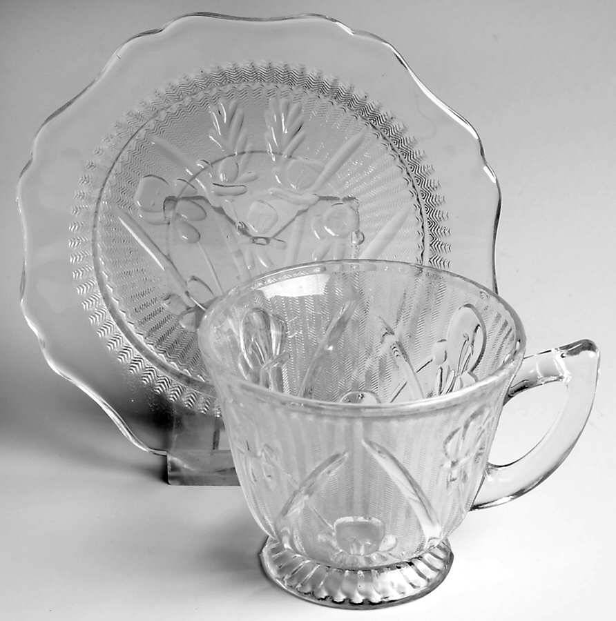 Iris Clear Cup & Saucer Set by Jeannette-1