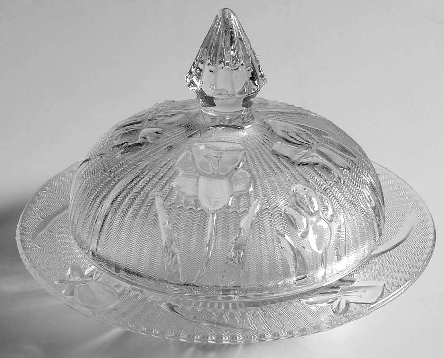 Iris Clear Round Covered Butter by Jeannette-1