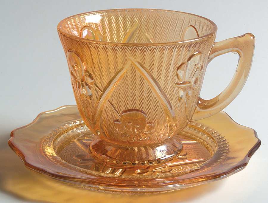 Iris Iridescent Cup & Saucer Set by Jeannette-1
