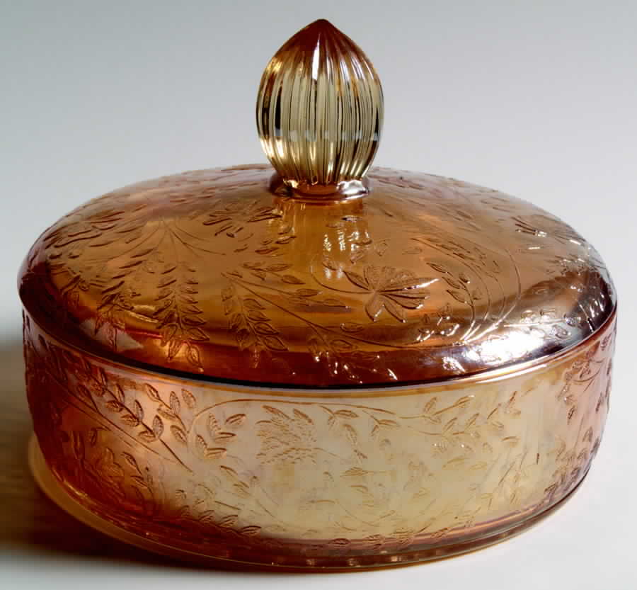 Floragold Candy/Cheese Dish & Lid by Jeannette-1