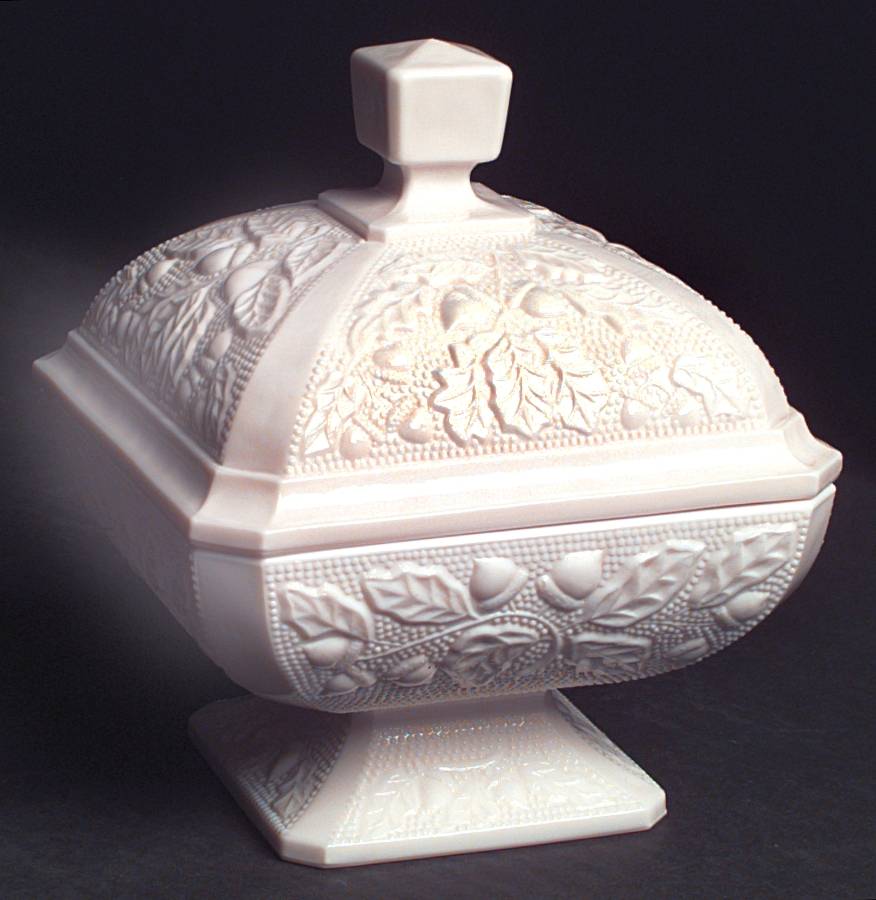 Shell Pink Milk Glass Small Candy Jar & Lid by Jeannette-1