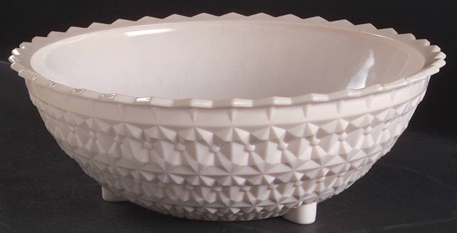 Shell Pink Milk Glass 10" Footed Bowl by Jeannette-1