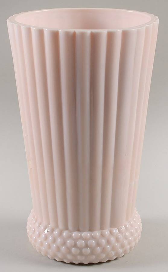 Shell Pink Milk Glass 9" Flower Vase by Jeannette-1