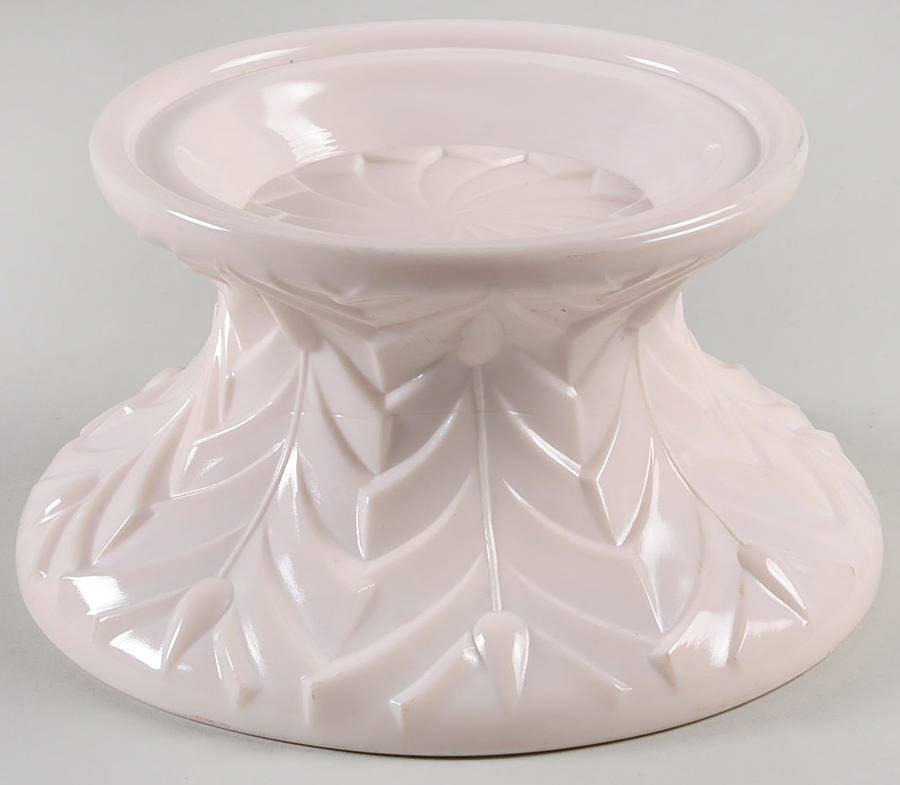 Shell Pink Milk Glass Punch Bowl Stand by Jeannette-1