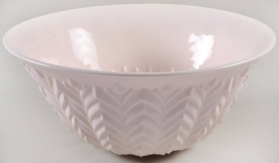 Shell Pink Milk Glass Punch Bowl by Jeannette-1