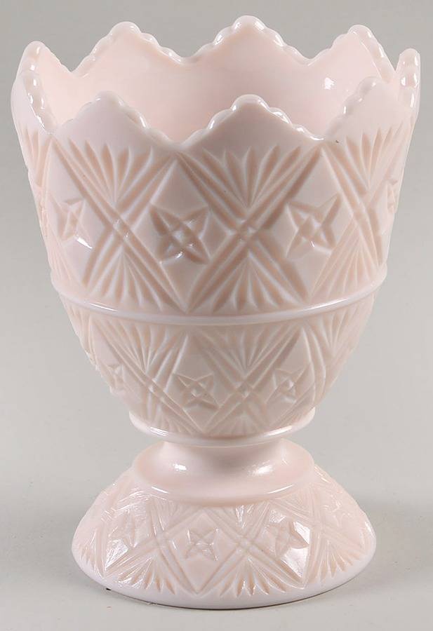 Shell Pink Milk Glass 6" Footed Bowl by Jeannette-1