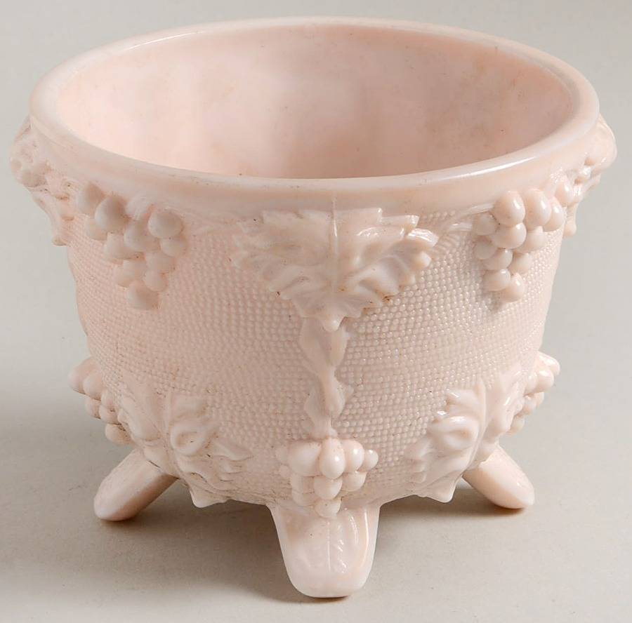 Shell Pink Milk Glass Footed Candy Dish No Lid by Jeannette-1
