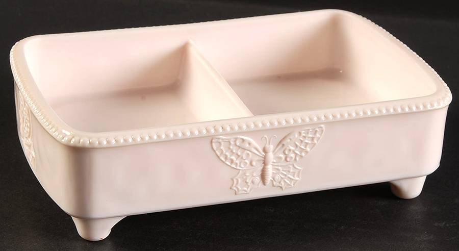 Shell Pink Milk Glass Cigarette Box No Lid by Jeannette-1