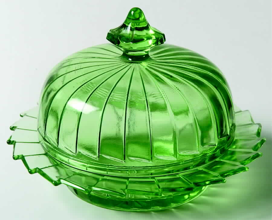 Sierra Green Round Covered Butter by Jeannette-1