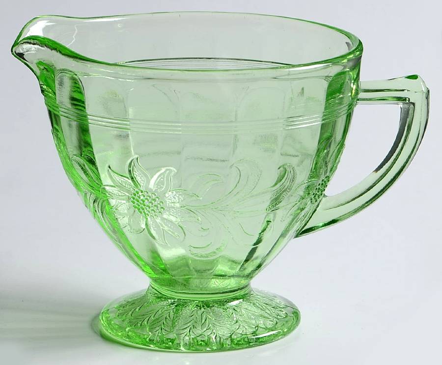 Sunflower Green Footed Creamer by Jeannette-1