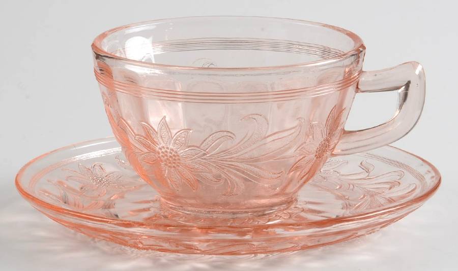 Sunflower Pink Cup & Saucer Set by Jeannette-1
