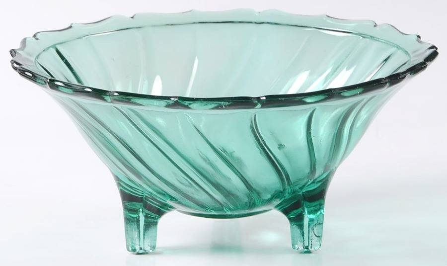 Swirl Ultramarine (Blue Green) 3-Footed Open Candy Dish by Jeannette-1
