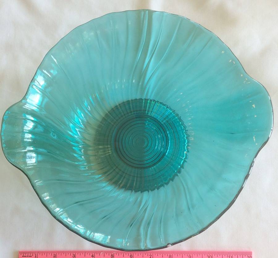 Swirl Ultramarine (Blue Green) 12" Handled Bowl by Jeannette-1