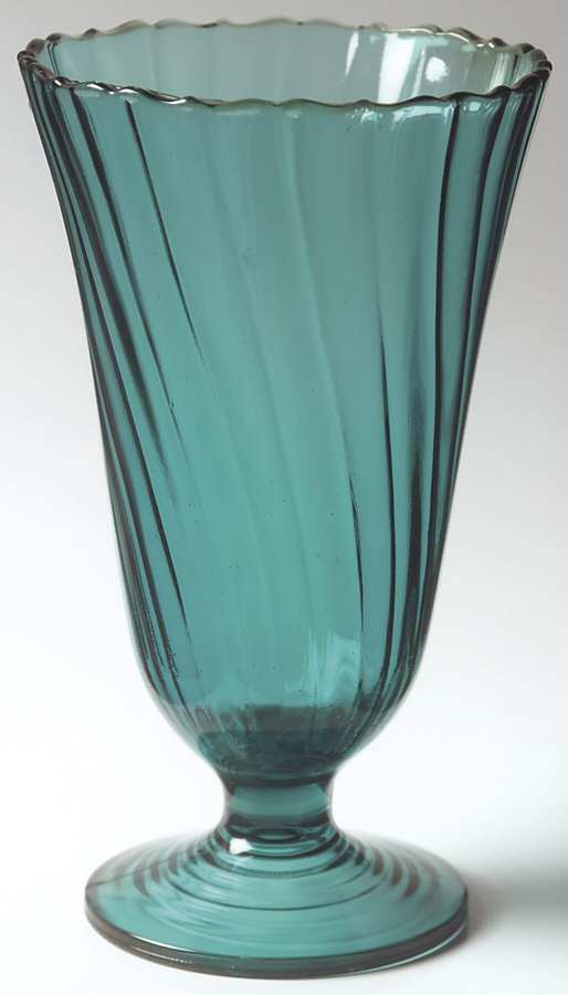 Swirl Ultramarine (Blue Green) 8" Footed Flower Vase by Jeannette-1
