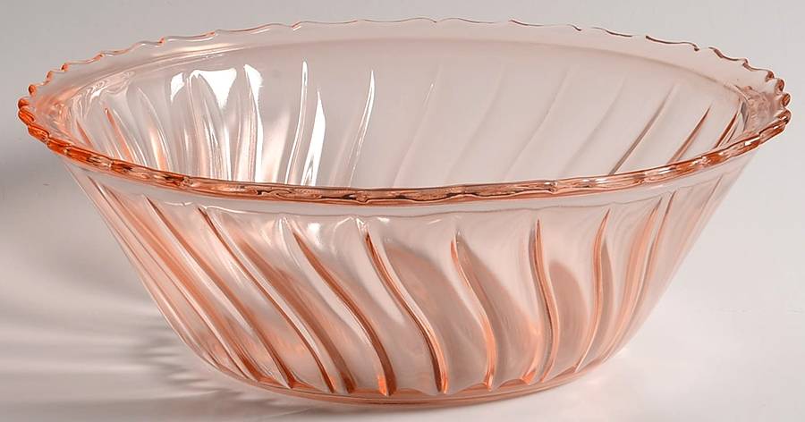 Swirl Pink 9" Rimmed Salad Bowl by Jeannette-1