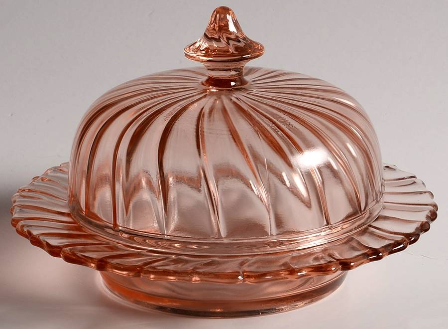 Swirl Pink Round Covered Butter by Jeannette-1
