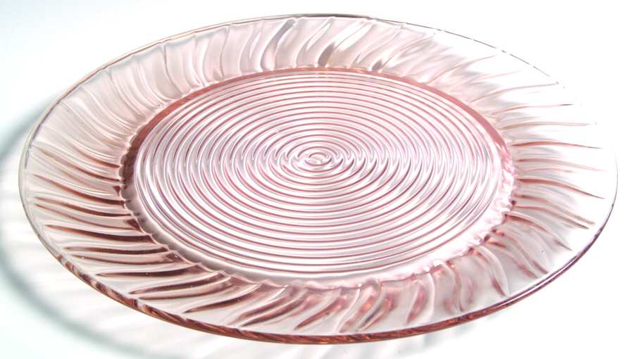Swirl Pink 12" Sandwich Plate by Jeannette-1