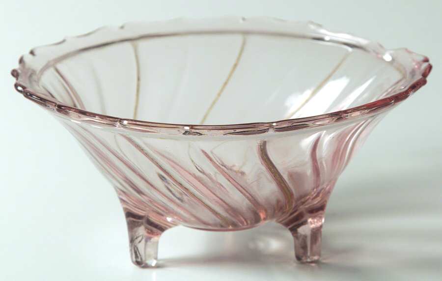 Swirl Pink 3-Footed Open Candy Dish by Jeannette-1