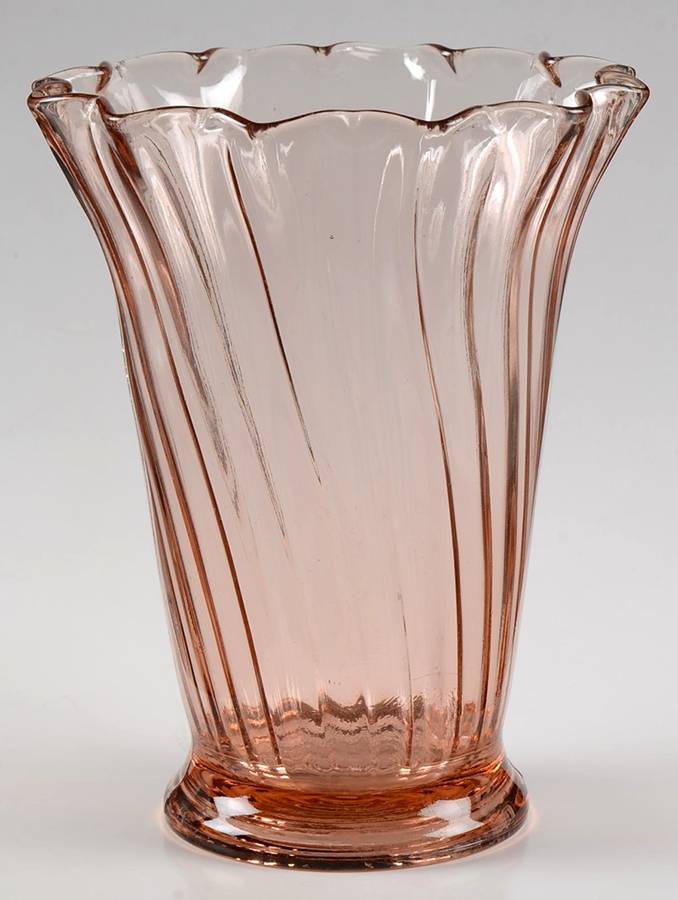 Swirl Pink 6" Footed Vase by Jeannette-1