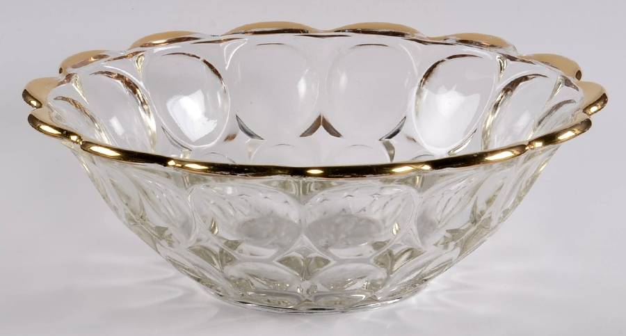 Thumbprint (Gold Trim) Large Fruit Bowl by Jeannette-1