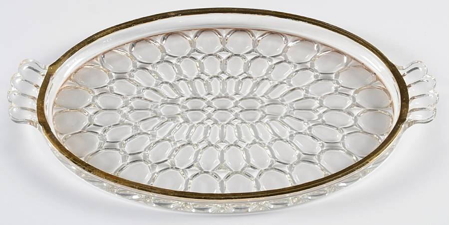 Thumbprint (Gold Trim) 12" Handled Tray by Jeannette-1