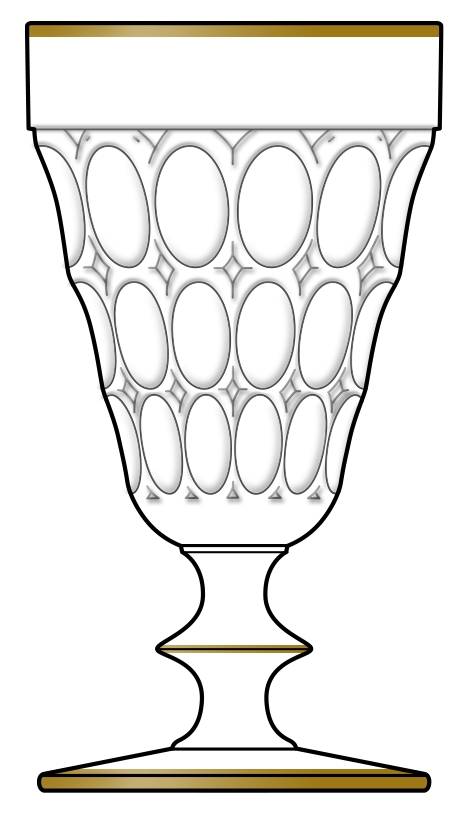 Thumbprint (Gold Trim) Water Goblet by Jeannette-1