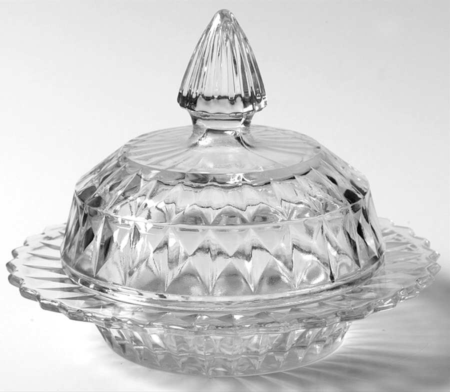 Windsor Clear Round Covered Butter by Jeannette-1